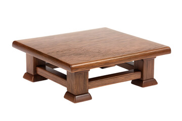 rustic wooden coffee table isolated on white background