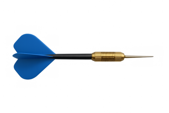 Blue dart flying on transparent background: ready to hit target