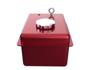 Red Diesel Engine Part: Isolated High-Res Automotive Component. Chrome Fuel Cap, White Fluid Reservoir, Red Dipstick. Vital for Fluid Level Checks, Engine Maintenance, and Vehicle Repair Applications.