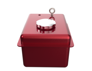 Red Diesel Engine Part: Isolated High-Res Automotive Component. Chrome Fuel Cap, White Fluid Reservoir, Red Dipstick. Vital for Fluid Level Checks, Engine Maintenance, and Vehicle Repair Applications.