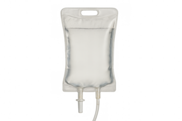 Medical intravenous iv solution bag hanging on transparent background