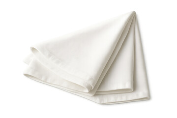 Folded white napkin on transparent background for mockup