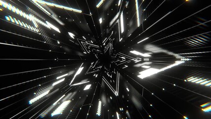 White Neon Cyber Tunnel Star Shaped Background VJ Loop in 4K - Powered by Adobe