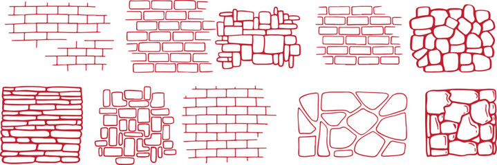 truck, doodle, wall, brick, sketch, cartoon, minimal, transport, construction, red, handdrawn, cute, vector, toy, outline, icon, vehicle, pack © Geetaroy