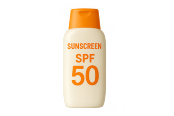 Sunscreen spf 50 bottle isolated on transparent background