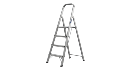 Aluminum step ladder for DIY projects and home improvement isolated PNG with Transparent Background