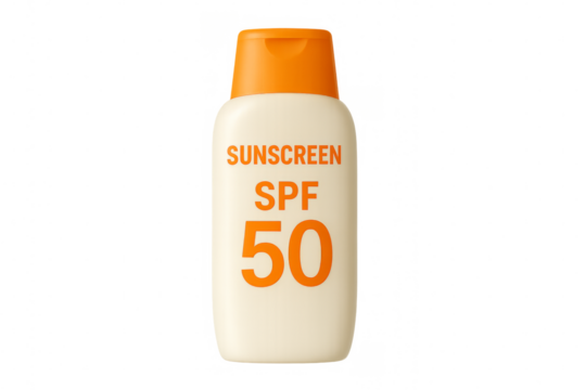 Sunscreen spf 50 bottle isolated on transparent background