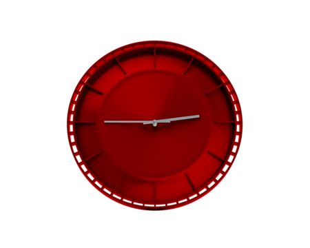 Modern Sleek Vibrant Red Wall Clock 02 45 Two Forty Five 2 45 For Modern Interiors 3D Illustration