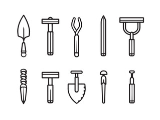 Agricultural crop production tool outline in modern line art