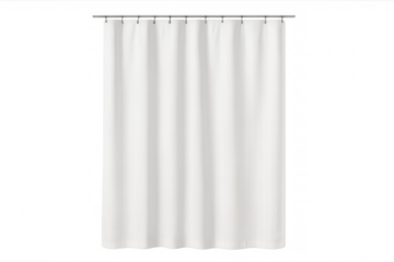 White shower curtain hanging on transparent background
