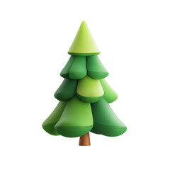 Fototapeta premium Christmas tree with green leaves isolated on transparent background