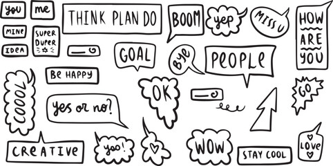 Motivational Words and Speech Bubble Doodle Pack