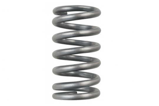 Metal spring standing on transparent background representing potential energy