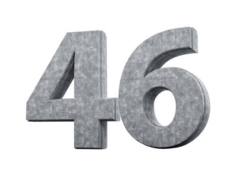 Concrete Number Forty Six 46 Digit Made Of Grey Concrete Stone White 3d Illustration