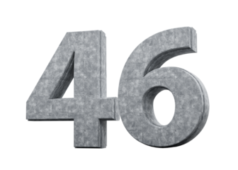 Concrete Number Forty Six 46 Digit Made Of Grey Concrete Stone White 3d Illustration