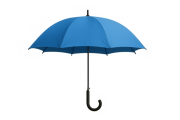 Classic blue umbrella open on transparent background providing protection from rain