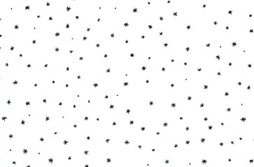 A white background with scattered, small, abstract, black star-like shapes in a seemingly random pattern