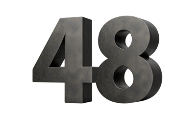 Number Forty eight 48 Digit Made Of Gray Smooth Cast Iron 3d Illustration