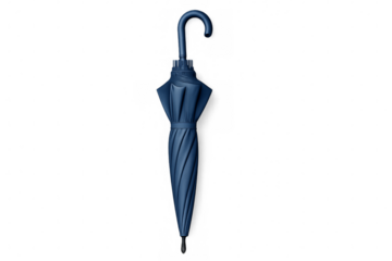 Closed blue umbrella isolated on transparent background