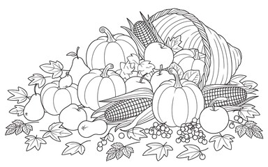 Cornucopia harvest illustration