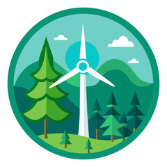 Green Energy Landscape with Wind Turbine