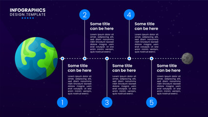 Infographic template. Journey to the moon with 5 steps