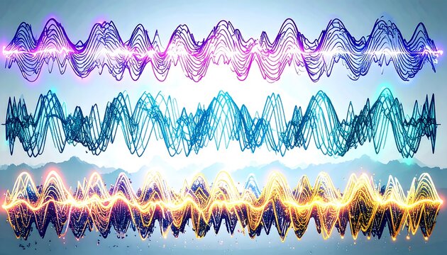 Abstract audio waveforms in vibrant colors