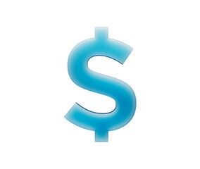 Striking blue glossy 3D dollar sign symbol for modern finance and currency. 3d illustration