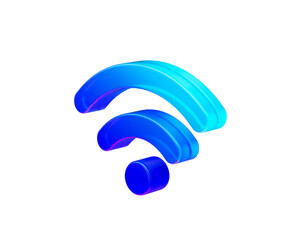 Vibrant 3D Wi-Fi symbol in gradient blue and cyan, depicting wireless network. 3d illustration