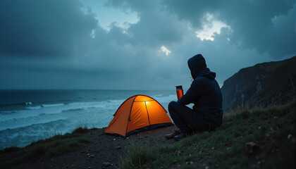 Camping Solitude by the Ocean
