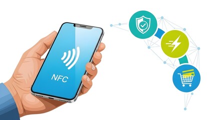 mobile nfc payment security fast shopping concept