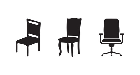 Obraz premium Chair silhouettes, furniture vector set on white background, Black chair icon, vector illustration eps 10.