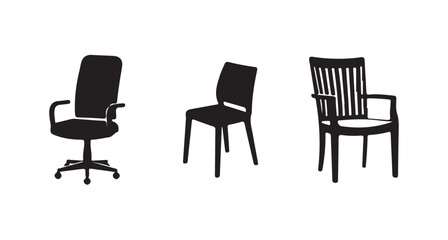 Obraz premium Back chair icon set silhouette vector, chair vector icon set in black color, vector illustration eps 10.