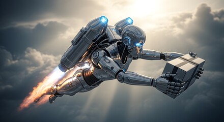 Robot Delivers Package by Rocket Post Delivery
