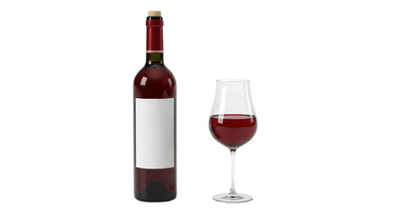 Isolated Wine Bottle and Glass