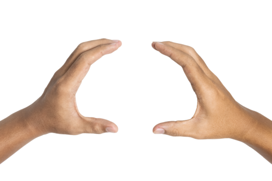 male hands holding, reaching, or grabbing something isolated on white background. transparent png