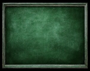 Green chalkboard with a textured surface, framed in dark wood against a stark black background