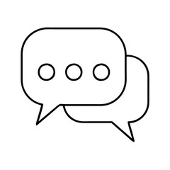 Illustration of two speech bubbles with three dots inside, , representing communication or conversation