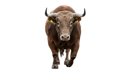 Isolated Brown Bull Walking