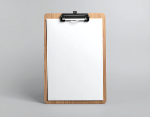 Blank clipboard with paper on clean background