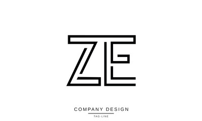 ZE, EZ, Z, E Abstract Letters Logo Monogram Design Font Icon Vector