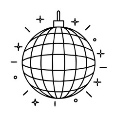 Vector art of disco ball is a reflective sphere used in nightclubs and parties to create a dazzling light effect on the dance floor