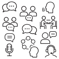 Containing dialogue, communication, talk, speech, discussion, chat, conference, meeting, voice, 
speech bubble, support vector