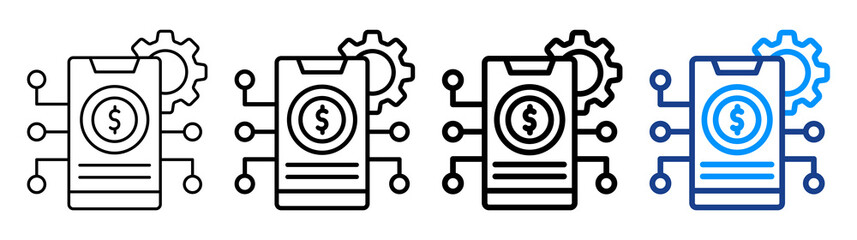 Digital Economy Icon Different Style Outline Collection Set