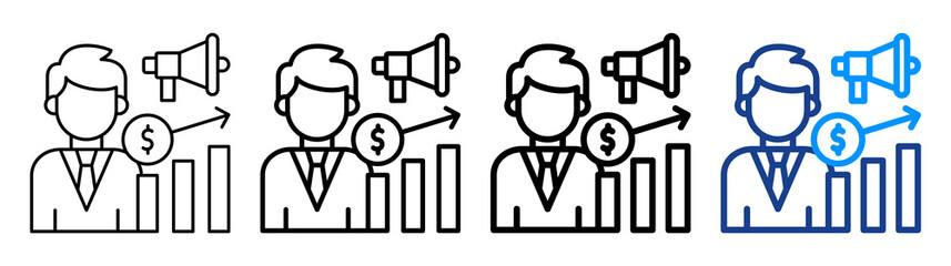 Sales Marketing Icon Different Style Outline Collection Set
