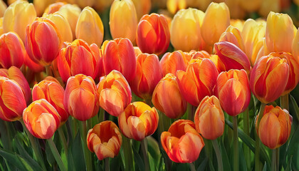 Fototapeta premium Dual Tone Tulips In Orange And Yellow
