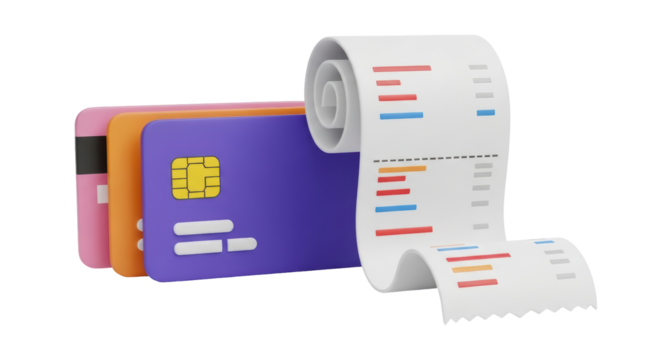 Isolated Credit Cards and Receipt