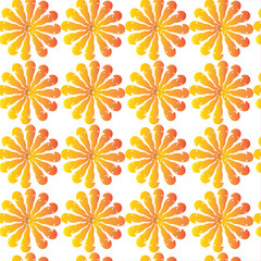 Radiant Floral Grid Seamless Pattern with Yellow-Orange Petals – Decorative Botanical Background, Vibrant Flower Wallpaper