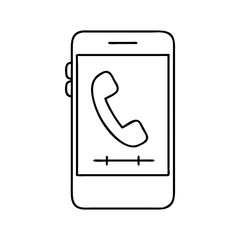 Vector art of hand drawn smartphone with phone icon, a simple and modern design for technology and communication concepts