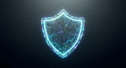 Glowing Digital Shield Symbol for Cybersecurity and Data Protection